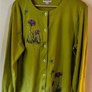 Breckenridge Green Embroidered Sweater